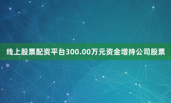 线上股票配资平台300.00万元资金增持公司股票